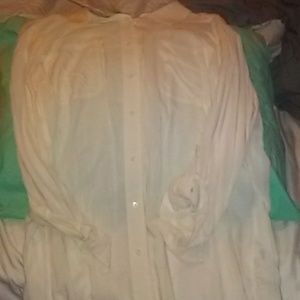 Sheer white long sleeve button down top